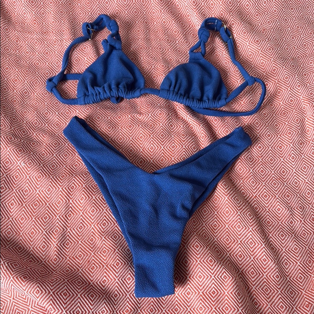 Brazilian Textured Blue Bikini Set